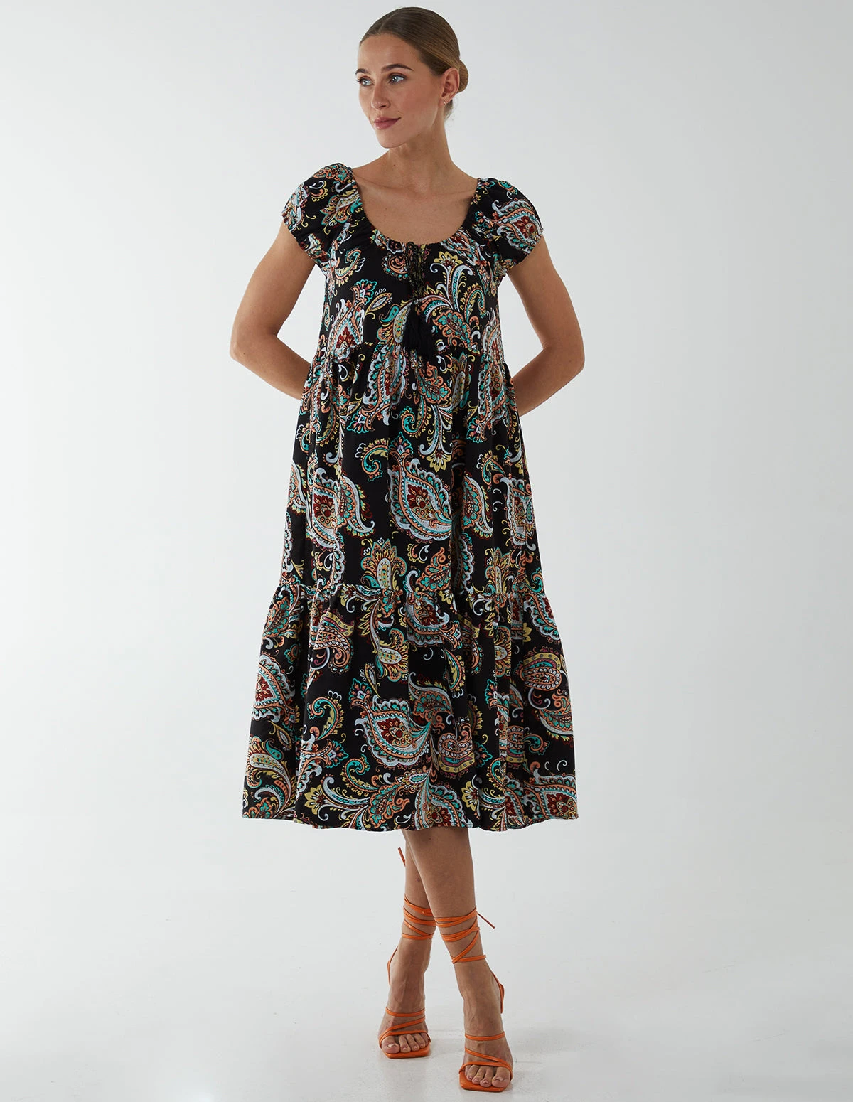 Scoop Neck Milkmaid Midi Dress 1 Scoop Neck Milkmaid Midi Dress