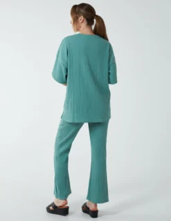 Waffle Trouser And T-Shirt (Set) -Deals Sleek Dresses Store BV233949 BOTTLEGREEN 8234