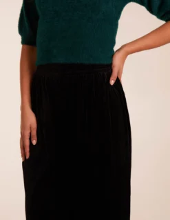 Wide Leg Textured Velour Trouser -Deals Sleek Dresses Store BV234209 BLACK 0590