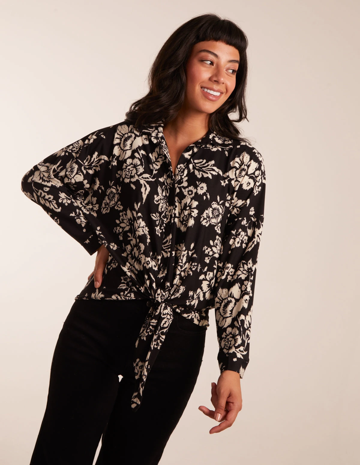 Tie Front Oversized Shirt 1 Tie Front Oversized Shirt