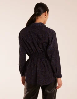 Leopard Print Shirred Waist Shirt -Deals Sleek Dresses Store BV234401008 125912