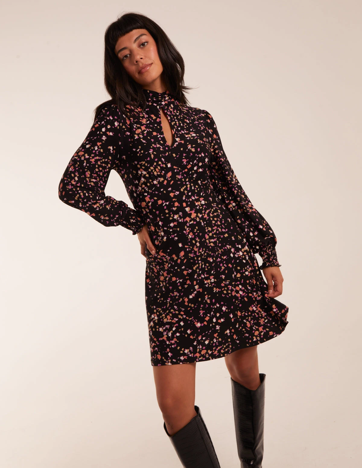 High Neck Keyhole Mini Dress 3 High Neck Keyhole Mini Dress - Image 3