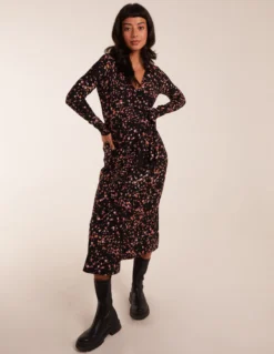 Tie Side Long Sleeve Wrap Dress