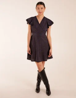 Leopard Print Wrap Ruffle Mini Dress -Deals Sleek Dresses Store BV234814008 125915