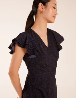 Leopard Print Wrap Ruffle Mini Dress -Deals Sleek Dresses Store BV234814008 125916