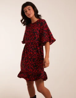 Floral Frill Hem Swing Mini Dress
