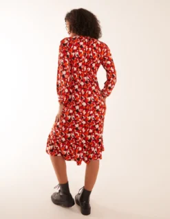 V Neck Shirred Waist Midi Dress -Deals Sleek Dresses Store BV234833153 111964