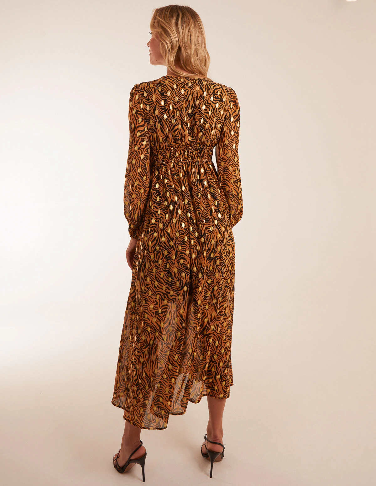 Shirred Waist Animal And Foil Print Maxi Dress 3 Shirred Waist Animal And Foil Print Maxi Dress - Image 3