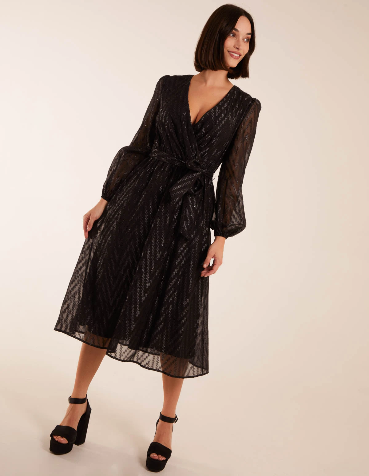 Lurex Wrap Midi Dress 3 Lurex Wrap Midi Dress - Image 3