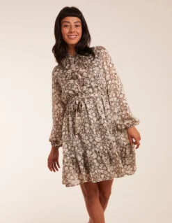 Ruffle Front Belted Dress