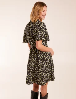 High Neck Flutter Sleeve -Deals Sleek Dresses Store BV245001 BLACK 0380