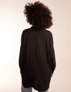 Crinkle Oversized Shirt 7 Crinkle Oversized Shirt -Deals Sleek Dresses Store BV245013 BLACK 11733