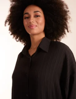 Crinkle Oversized Shirt 6 Crinkle Oversized Shirt -Deals Sleek Dresses Store BV245013 BLACK 11762