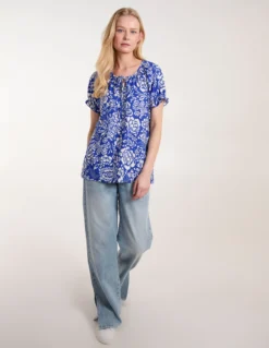 Shirred Sleeve Tie Front Top -Deals Sleek Dresses Store BV245017002 130667