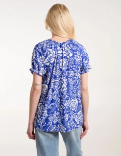 Shirred Sleeve Tie Front Top -Deals Sleek Dresses Store BV245017002 130668