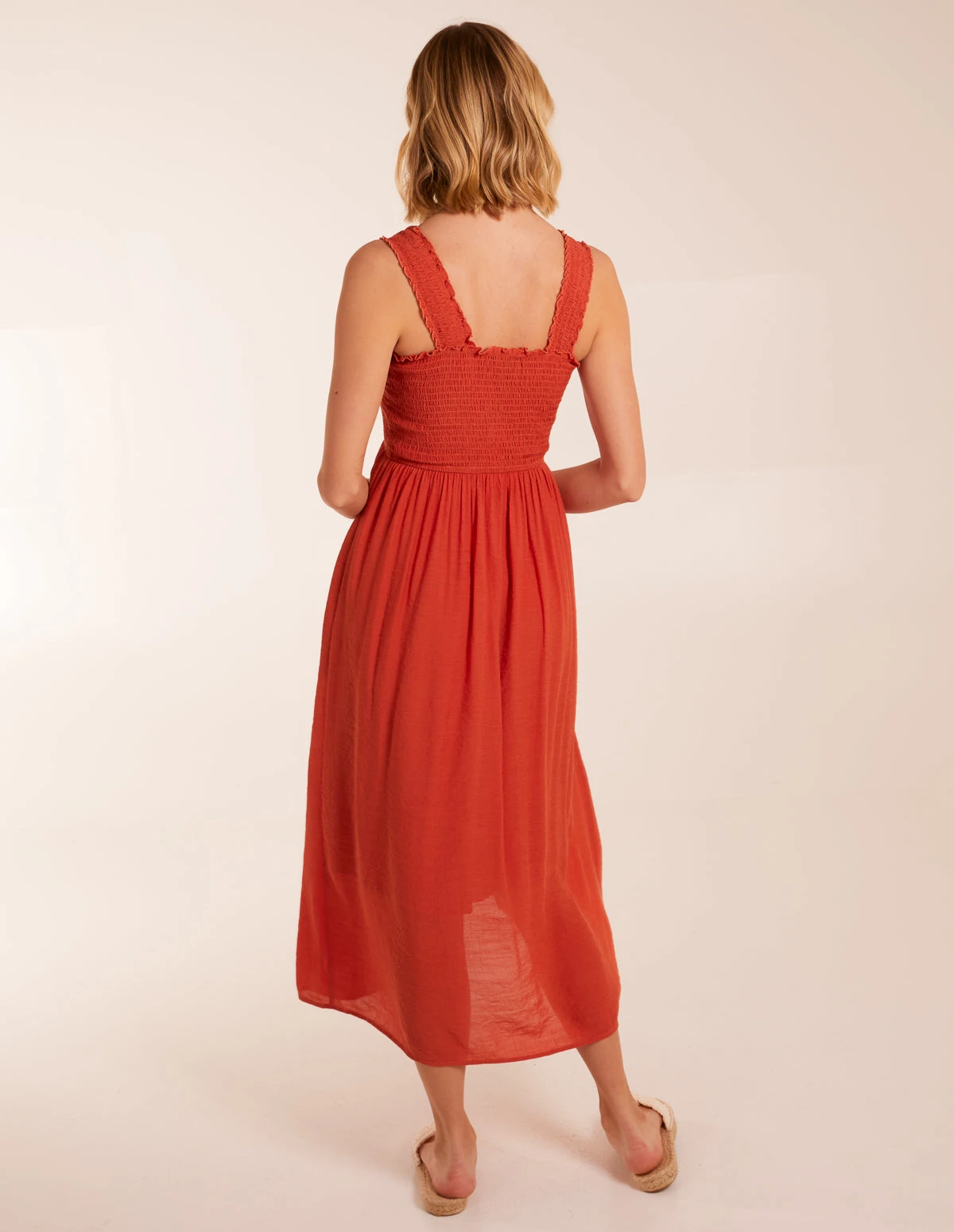 Shirred Bust Button Down Midi Dress 6 Shirred Bust Button Down Midi Dress - Image 6