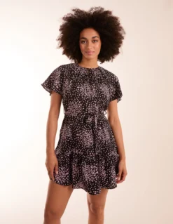 Frill Sleeve Belted Mini Dress