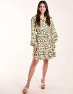 Long Sleeve Belted Shirt Mini Dress -Deals Sleek Dresses Store BV245040023 131708