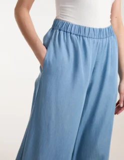 Tencel Wide Leg Trouser -Deals Sleek Dresses Store BV245216 GREEN 0209