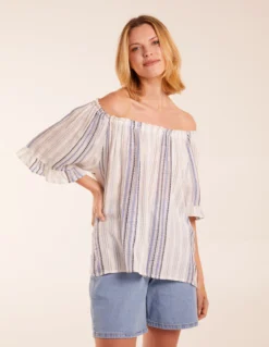 Bardot Top With Stripe