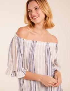 Bardot Top With Stripe 6 Bardot Top With Stripe -Deals Sleek Dresses Store BV245418 BLUE 12710