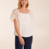 Crochet Lace Milkmaid Puff Ball Top