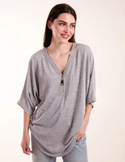 Deals Sleek Dresses Store 22 Studded Zip Front Top