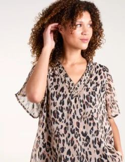 V Neck Animal Blouse -Deals Sleek Dresses Store BV245459 ANIMAL 5515