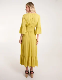 Shirred Empire Bust Dress -Deals Sleek Dresses Store BV245808 LIME 21759