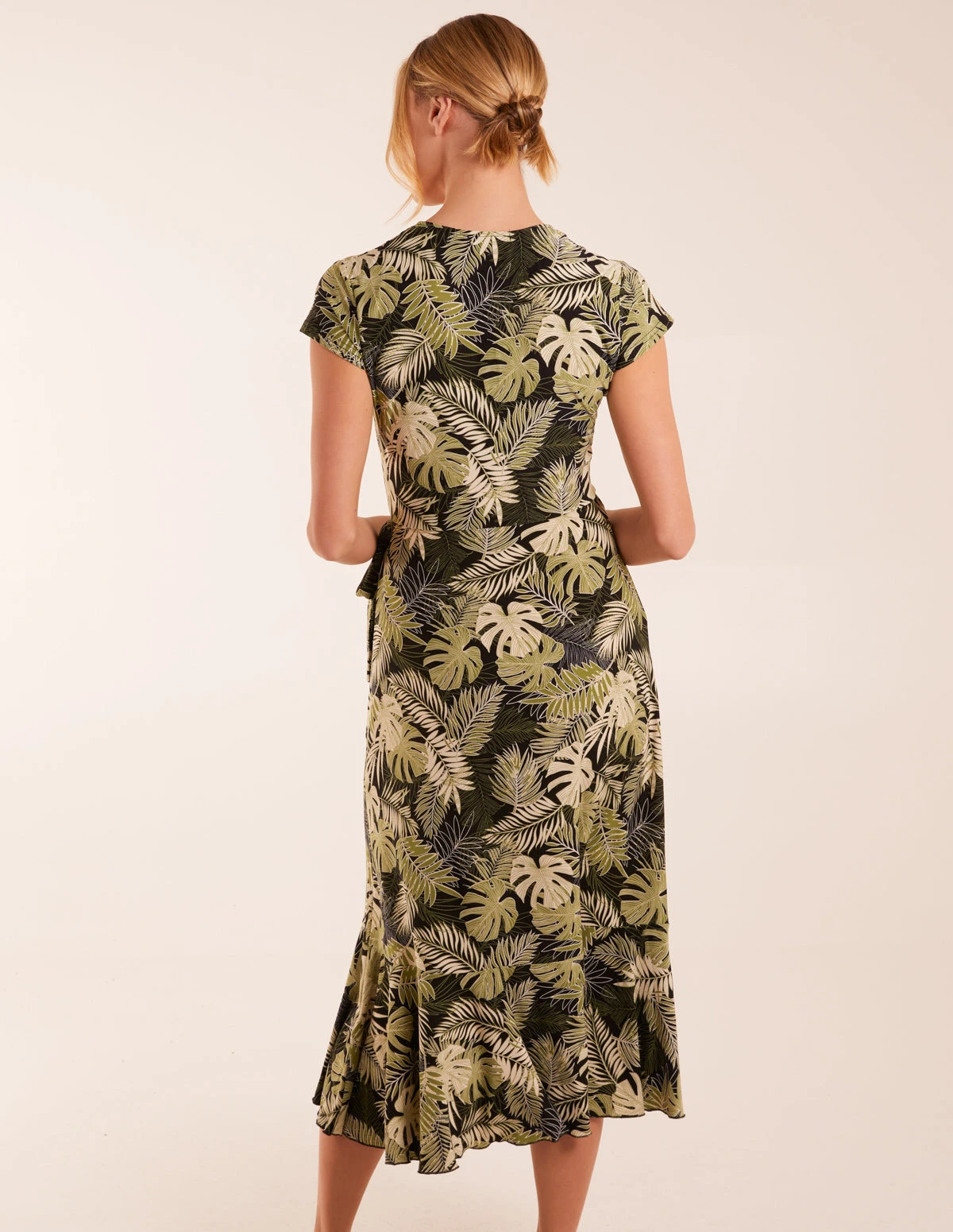 Tropical Print Wrap Front Midi Dress 4 Tropical Print Wrap Front Midi Dress - Image 4