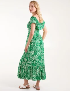 Off The Shoulder Hanky Hem Midi Dress -Deals Sleek Dresses Store BV245820 GREEN70