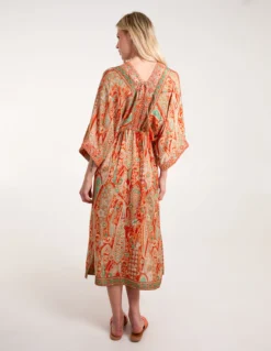 Embellished Kimono Midi Dress -Deals Sleek Dresses Store BV245838 ORANGE 21626