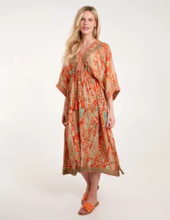 Embellished Kimono Midi Dress