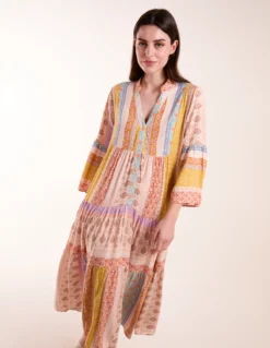 V Neck Smock Midi Dress