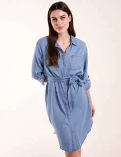 Tencel Adjustable Sleeve Shirt Dress