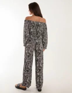 Off The Shoulder Top And Wide Leg Trouser Set -Deals Sleek Dresses Store BV245863003 130656