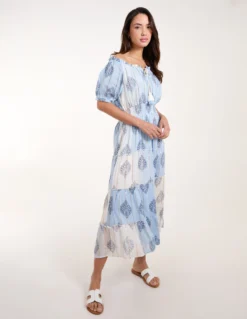 Printed Bardot Tassel Midi Dress -Deals Sleek Dresses Store BV245864002 131675