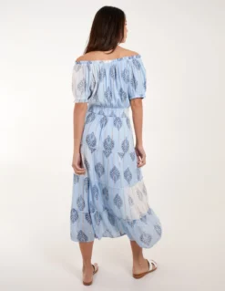 Printed Bardot Tassel Midi Dress -Deals Sleek Dresses Store BV245864002 131676