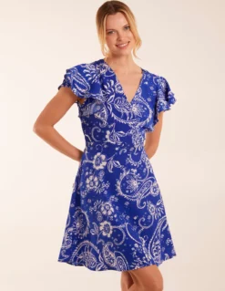 Frill Sleeve Wrap Belted Mini Dress -Deals Sleek Dresses Store BV245870002 131671