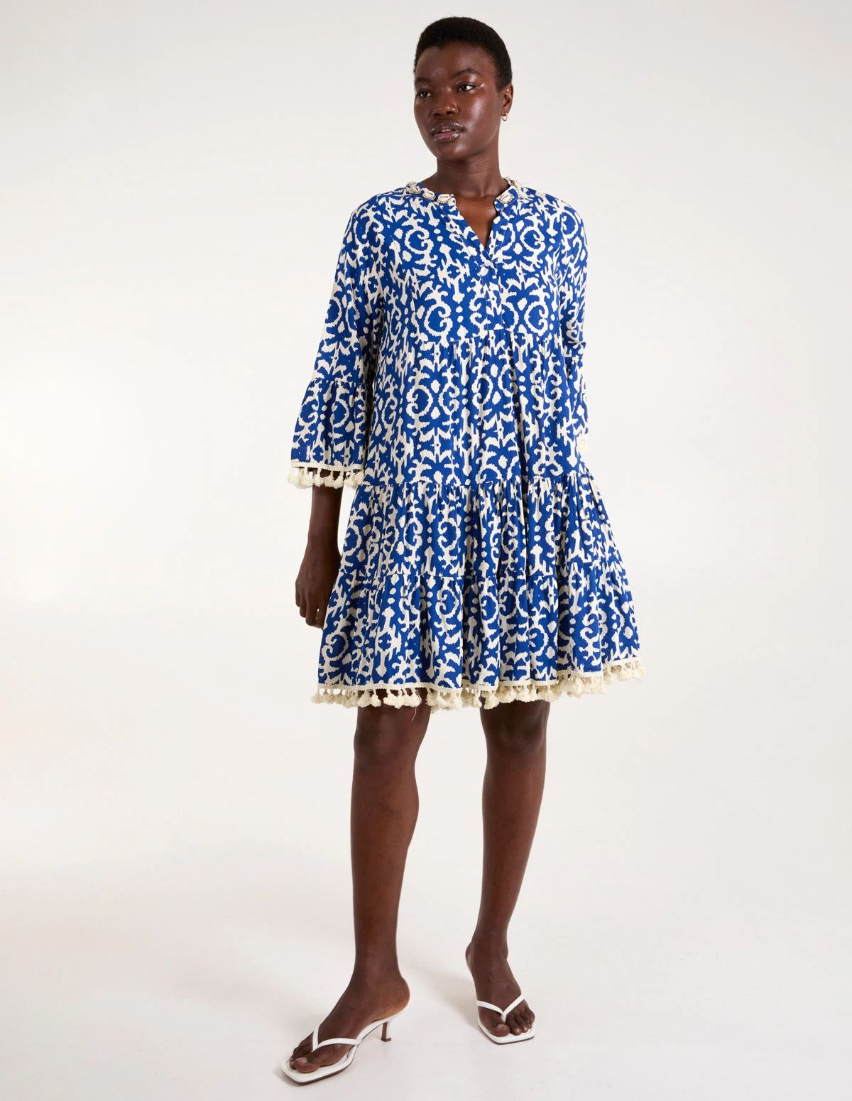 Tassel & Shell Neck Smock Dress 1 Tassel & Shell Neck Smock Dress