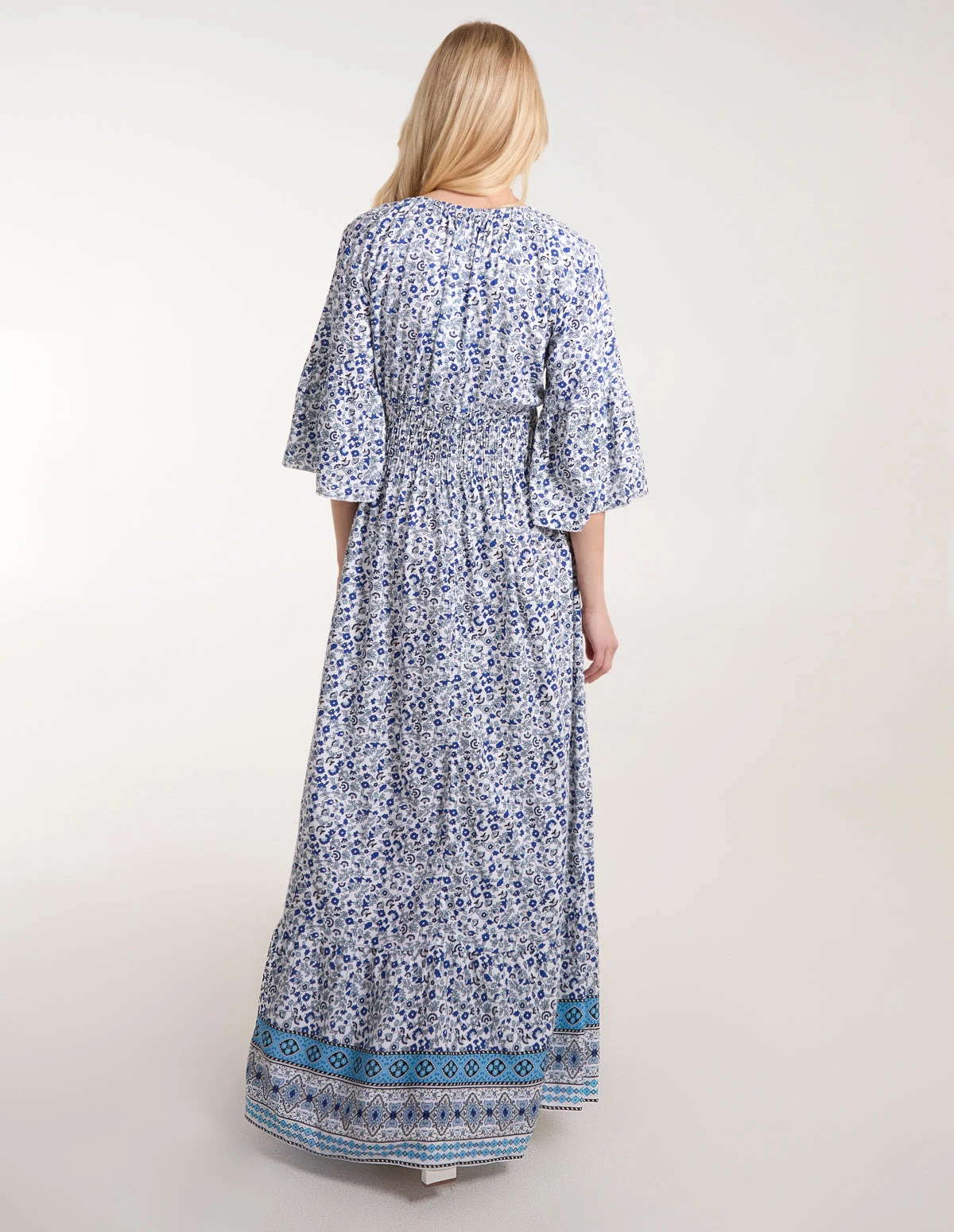 Shirred Waist Elasticated Neckline Maxi Dress 4 Shirred Waist Elasticated Neckline Maxi Dress - Image 4