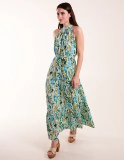 Halter Neck Paisley Maxi Dress