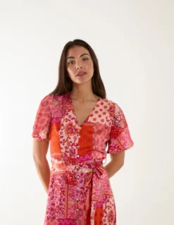 Patchwork Button Through Belted Midi Dress -Deals Sleek Dresses Store BV245912020 131744