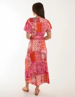 Patchwork Button Through Belted Midi Dress -Deals Sleek Dresses Store BV245912020 131745