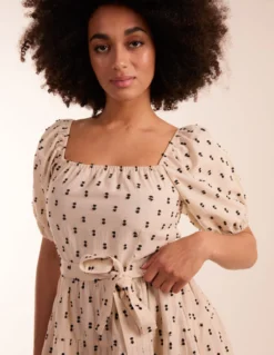 Dobby Spot Milkmaid Mini Dress -Deals Sleek Dresses Store BV245924001 128769