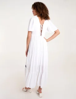 Embroidered Tiered Maxi Dress -Deals Sleek Dresses Store BV245952 WHITE 5038
