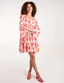 Tie Front Smock Dress -Deals Sleek Dresses Store BV245962 RED 5098