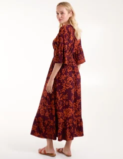 Elasticated Neck Shirred Waist Midi Dress -Deals Sleek Dresses Store BV245975901 134482