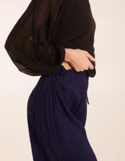 Wide Leg Pleated Trousers -Deals Sleek Dresses Store BV2473 NAVY 0160