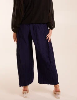 Wide Leg Pleated Trousers -Deals Sleek Dresses Store BV2473 NAVY 0171